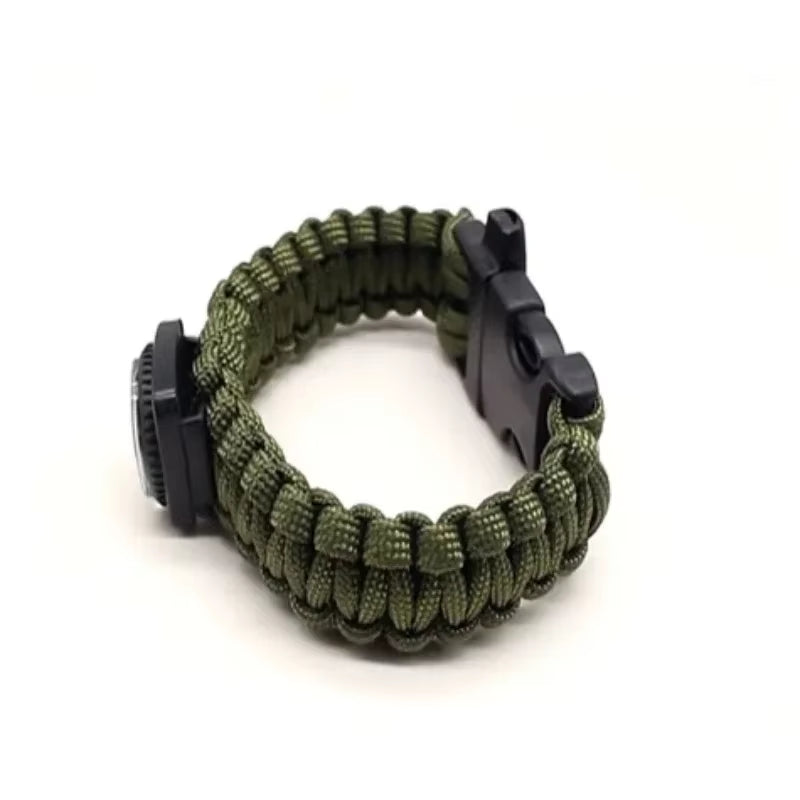 Survival Bracelet: Multifunctional Paracord Wristband with Loud Whistle and Compass for Outdoor Adventures