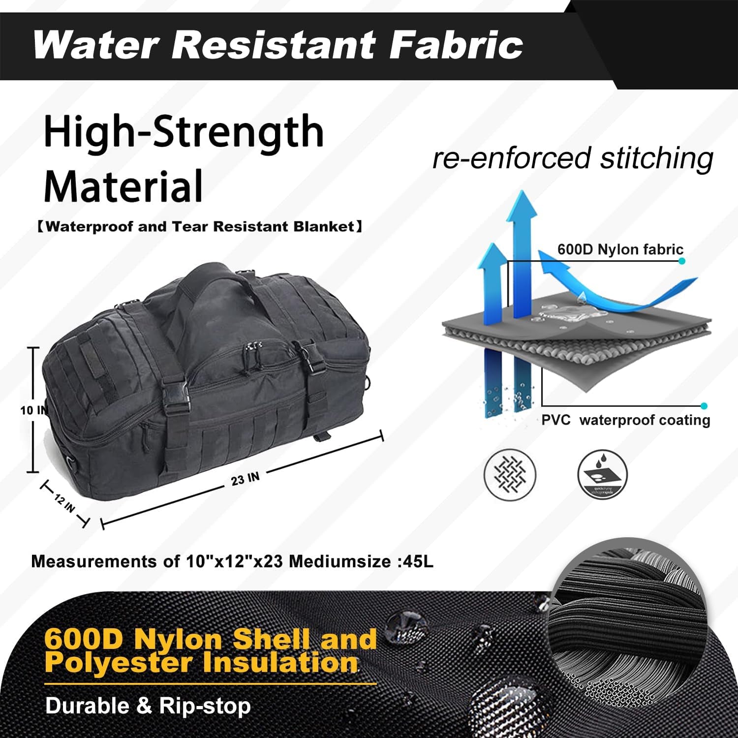 Ultimate 3-in-1 Military Backpack: Versatile Duffle Bag for Gym, Travel, and Deployment