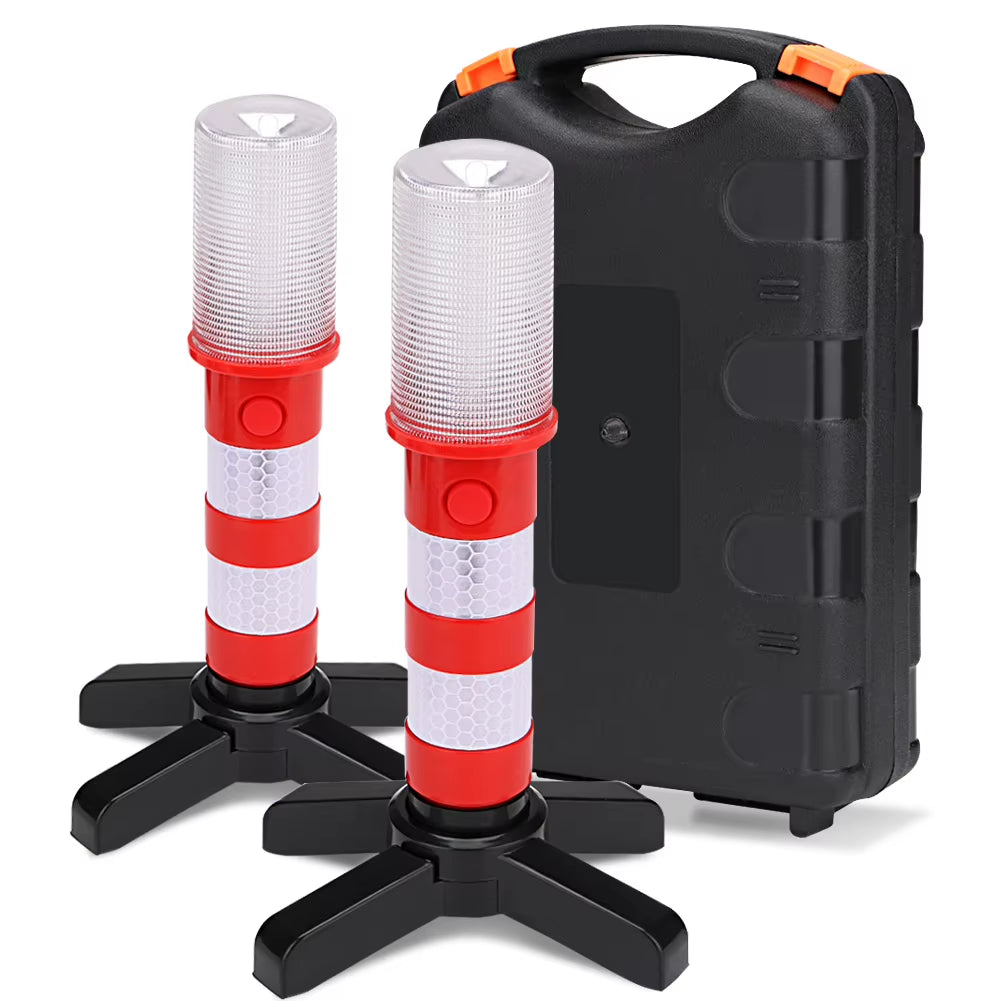 E2 LED Magnetic Emergency Roadside Flares - Safety Strobe Light with Detachable Stand for Ultimate Visibility