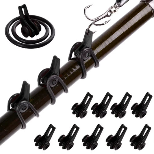 10-Pack Silicone Fishing Rod Hook Keepers - Keep Your Bait and Lures Secure for Effortless Fishing Adventures!