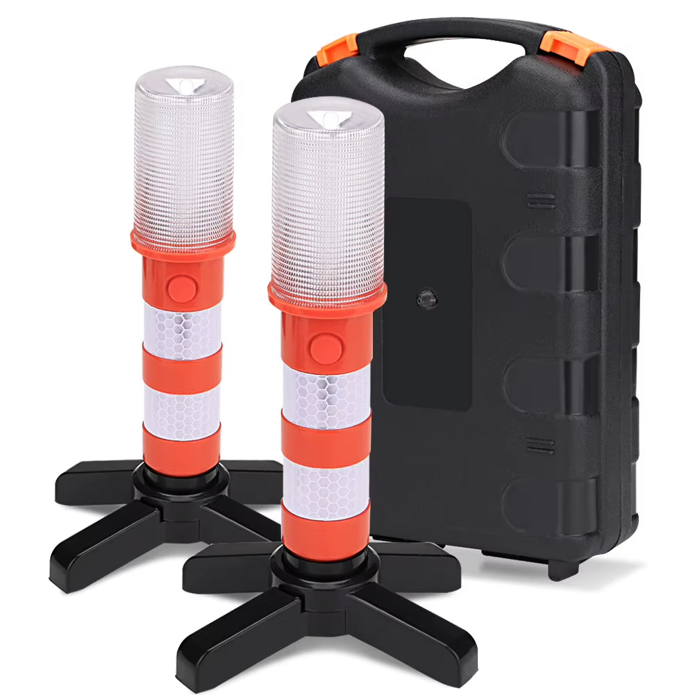 E2 LED Magnetic Emergency Roadside Flares - Safety Strobe Light with Detachable Stand for Ultimate Visibility