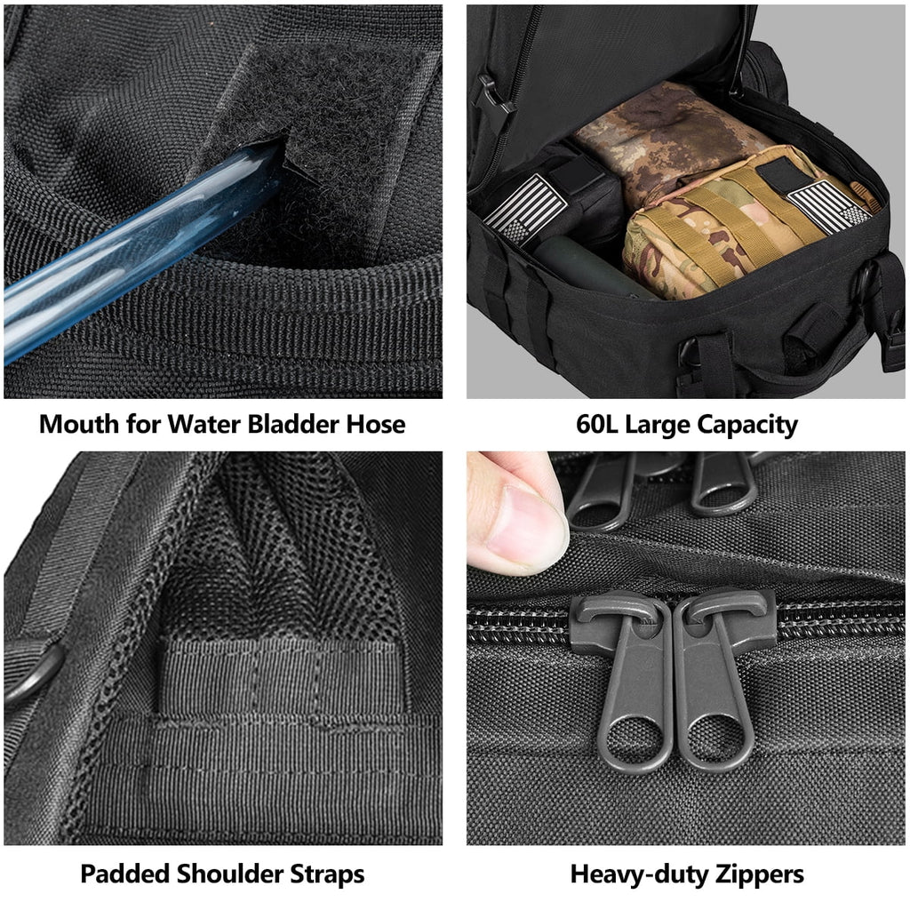60L Versatile Camping and Hiking Backpack - Ultimate Outdoor Adventure Companion in Black