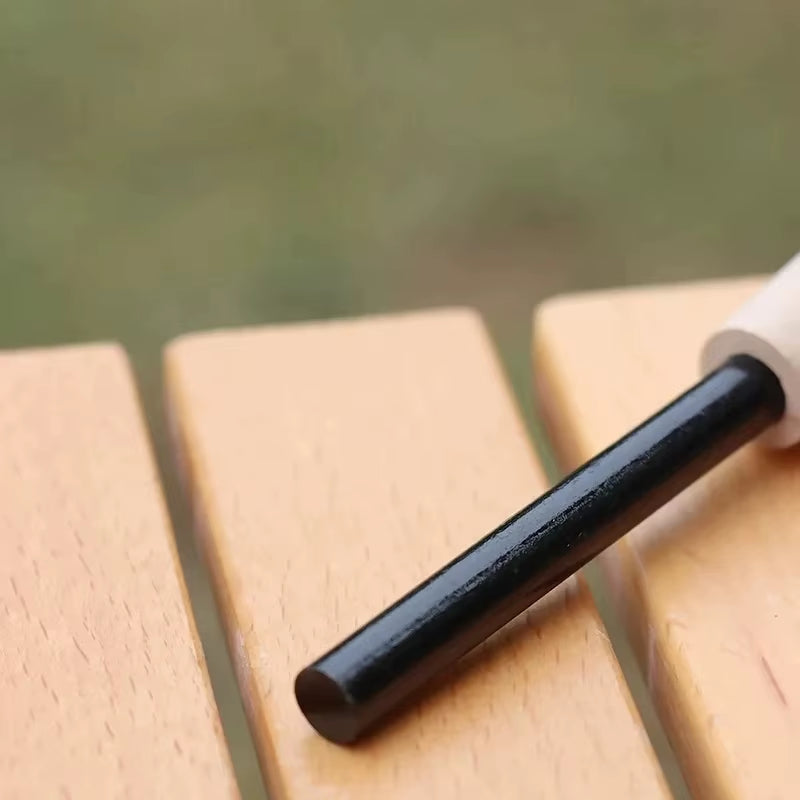 Wilderness Survival Portable Flint Kit - Magnesium Fire Starter with Wooden Handle for Outdoor Camping Equipment