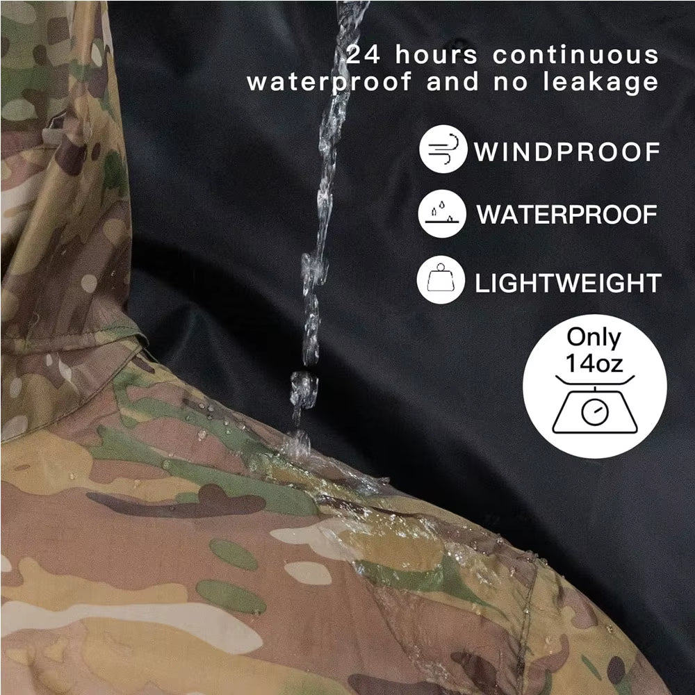 Ultimate Camouflage Folding Raincoat Set - Portable Waterproof Poncho for Fishing, Motorcycling, and Storms