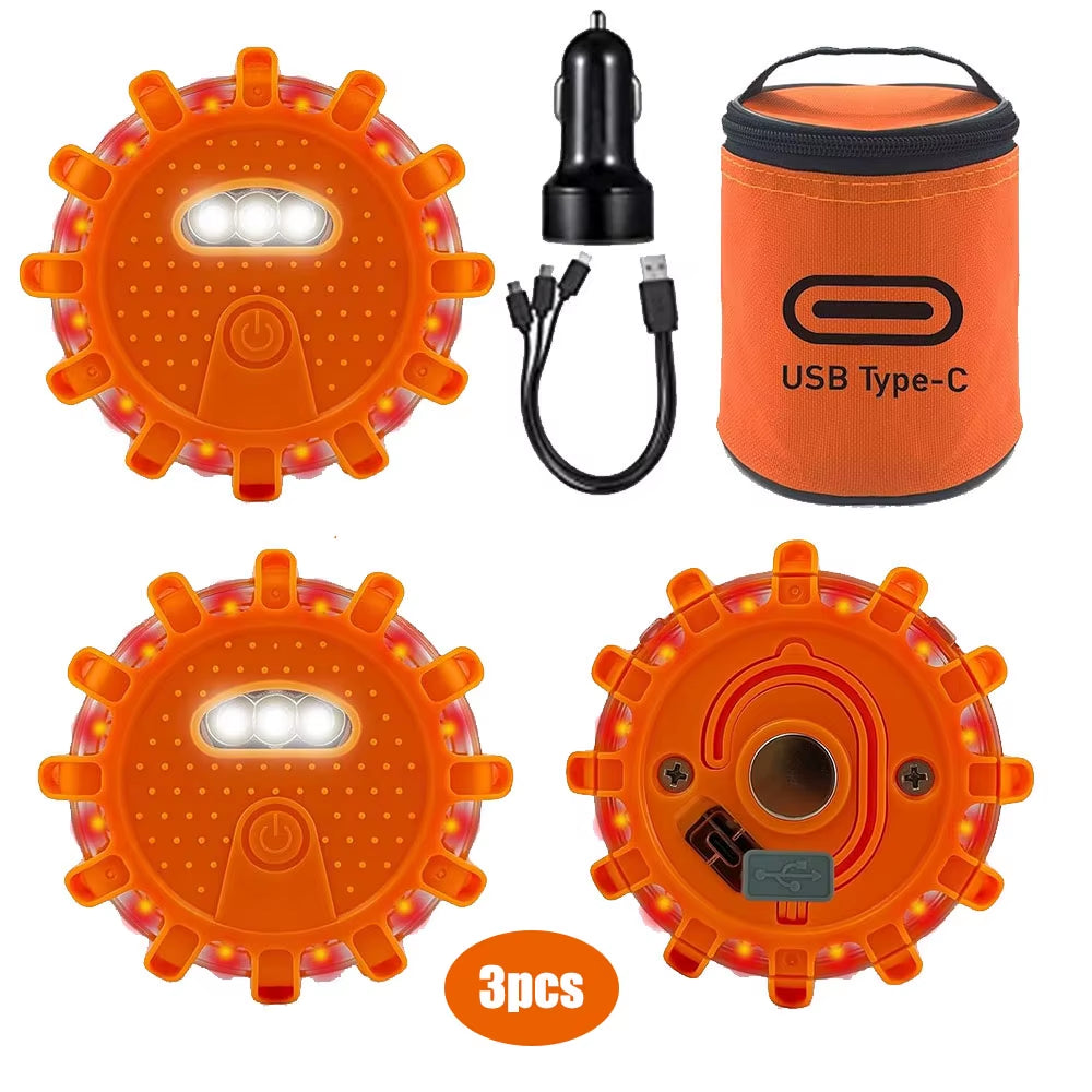 Illuminate Your Safety: LED Emergency Lights Flare with 9 Flashing Modes - USB Rechargeable Red Strobe Dash Light for Trucks and Vehicles