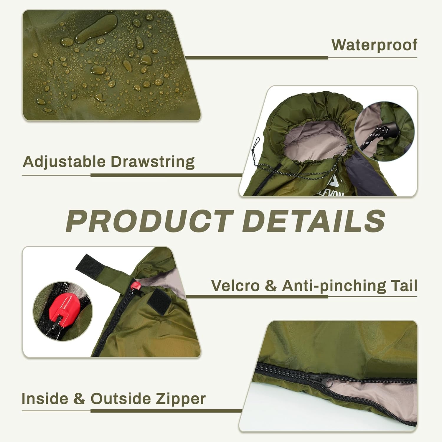 Elevon Ultra-Lightweight Waterproof Sleeping Bag - Your Ultimate Companion for Year-Round Camping, Hiking, and Travel - Compact & Portable with Compression Sack for Adults, Teens, and Kids