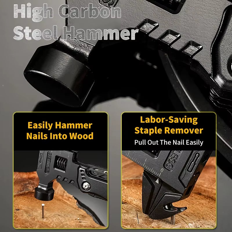 Ultimate Stainless Steel Multi-Tool: Your All-in-One Wrench, Hammer, Knife & Pliers for Camping and Survival Adventures