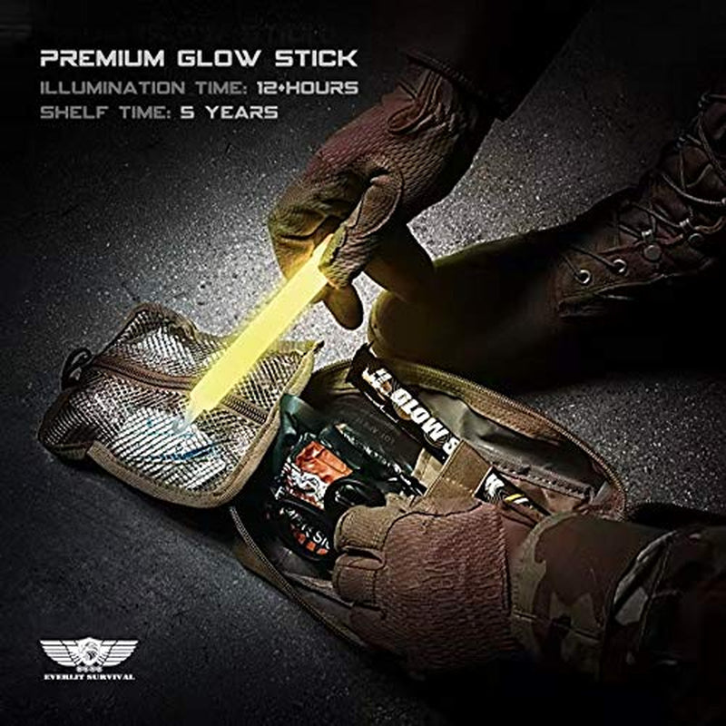 24-Pack Emergency Glow Sticks - 6-Inch Light Sticks for Survival Kits, Camping, Hiking, and Emergencies - Lasts Up to 12 Hours (Yellow)