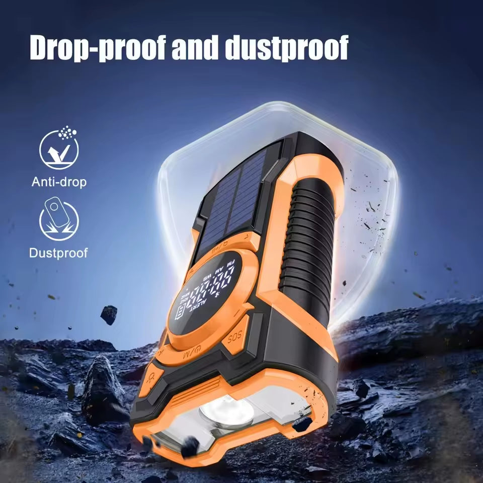 Emergency Radio Hand Crank Solar 5000Mah, IP65 Waterproof Dustproof Bluetooth 5.3 Portable AM/FM/NOAA Weather Alert Radio