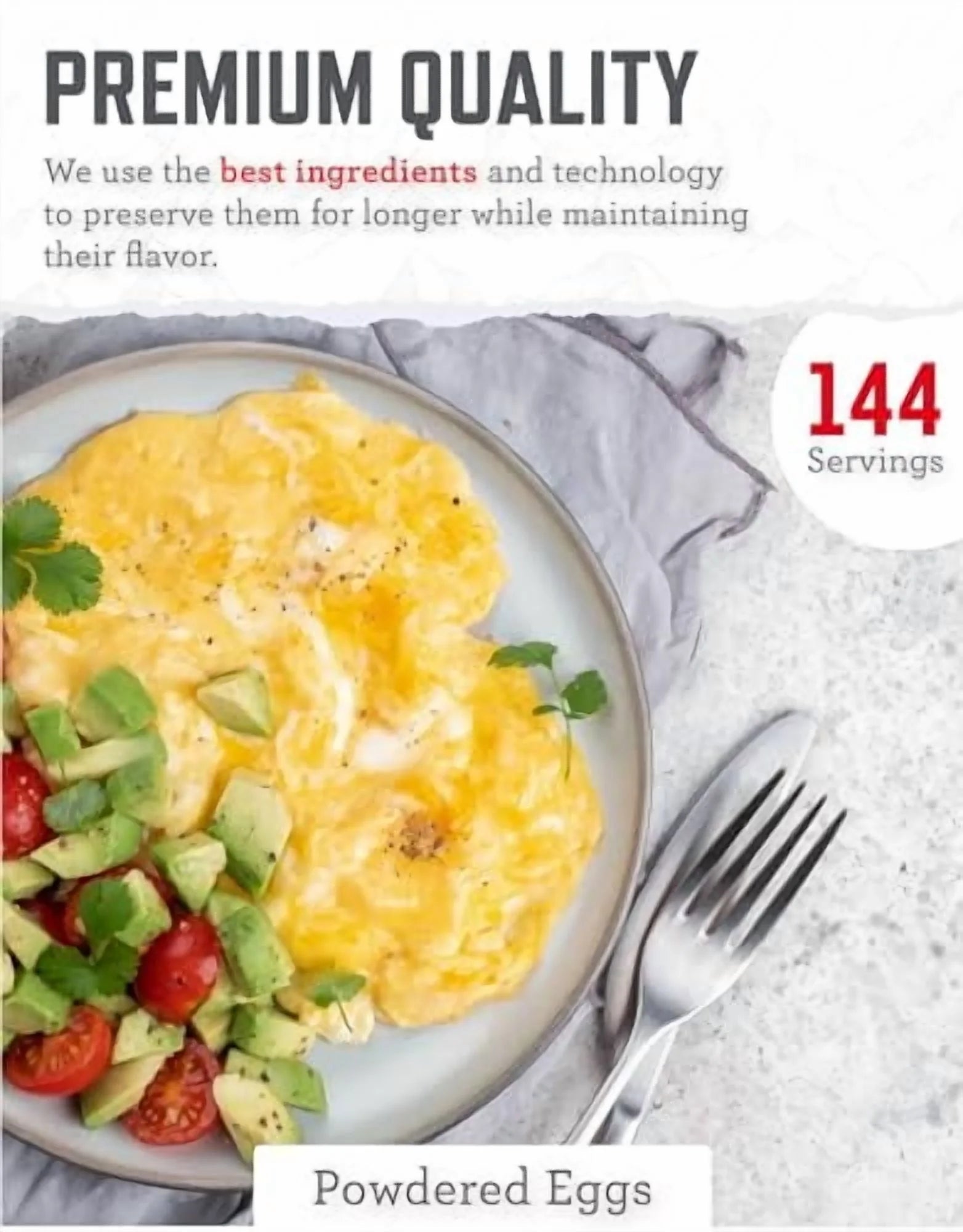 Emergency-Ready Powdered Eggs Bucket - 144 Servings for Camping, Hiking & Long-Term Storage with 25-Year Shelf Life