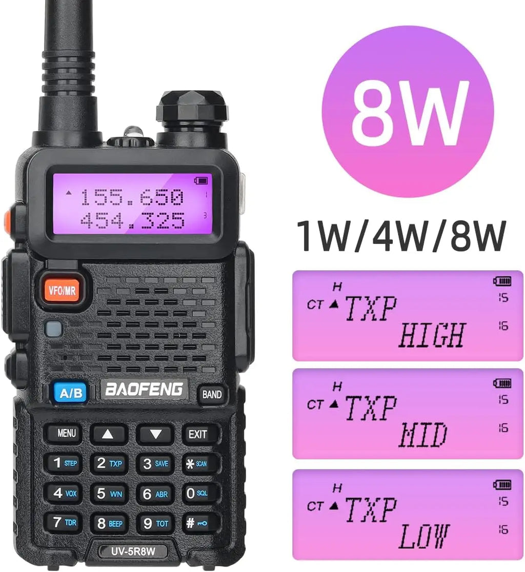 Power Up Your Communication with the UV-5R 8W Dual Band Walkie Talkie - Long Range, Portable & Packed with Features!