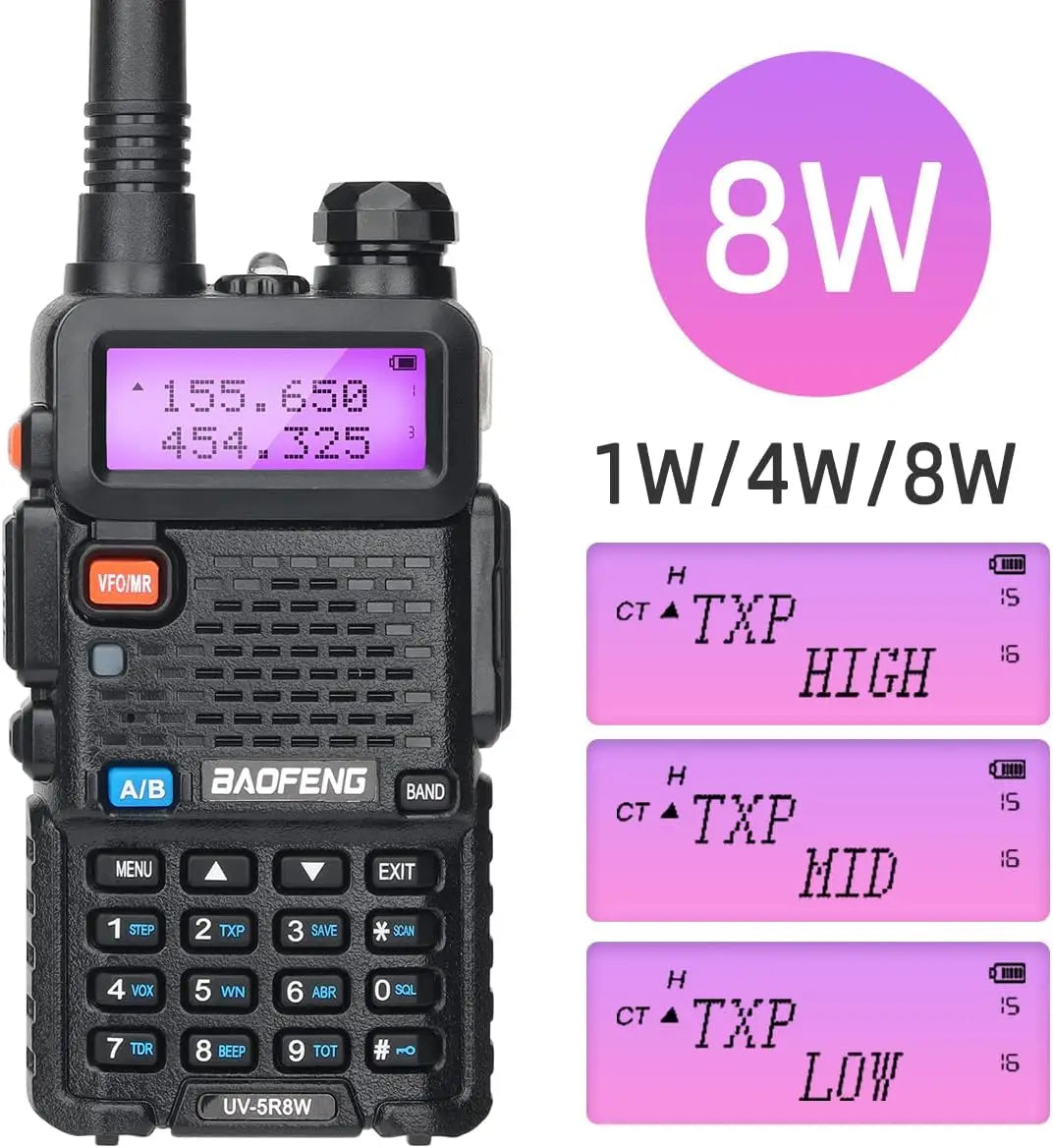 Power Up Your Communication with the UV-5R 8W Dual Band Walkie Talkie - Long Range, Portable & Packed with Features!