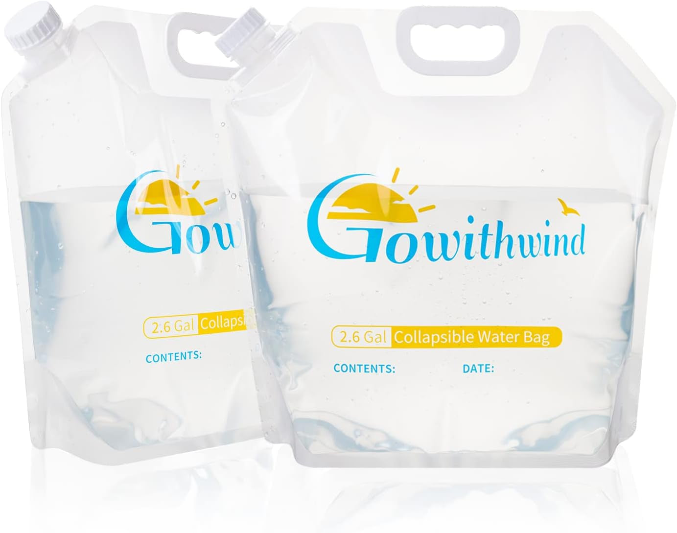 Stay Hydrated Anywhere: Ultimate 2-Pack Collapsible Water Storage Bags - 2.6 Gallons, BPA-Free, Leak-Proof & Freezable for Camping, Hiking, and Emergency Preparedness