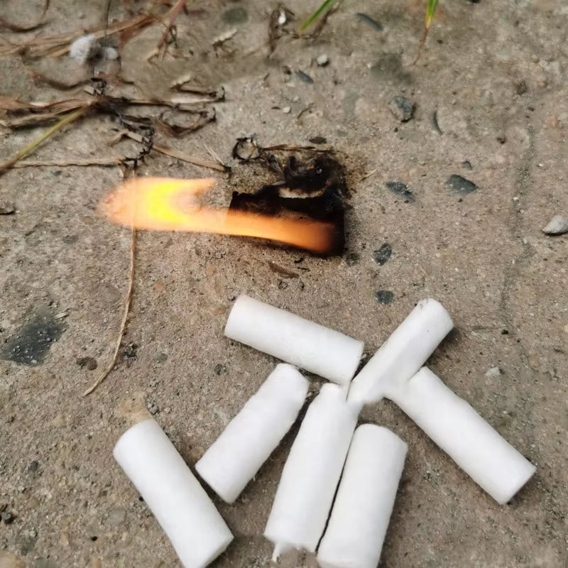 Unleash the Flames: 10-Pack Mini Fire Starters - Waterproof & Windproof Cotton Core for Ultimate Camping Survival - 5+ Minutes of Reliable Burn Time!
