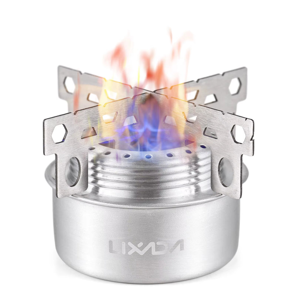Compact and Lightweight Mini Aluminum Alloy Alcohol Stove for Outdoor Cooking - Perfect for Camping, Hiking, and Backpacking