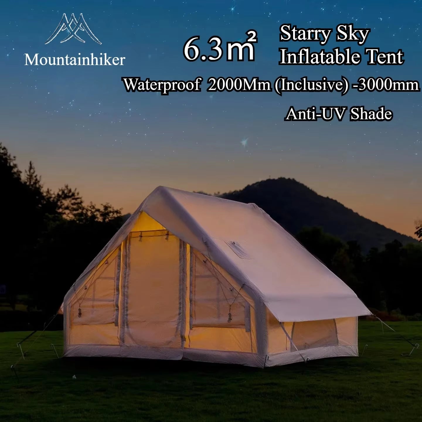 Discover Adventure with the Large Starry Sky Inflatable Tent - Effortless Setup, Weatherproof Family Camping Cabin for Unforgettable Outdoor Experiences