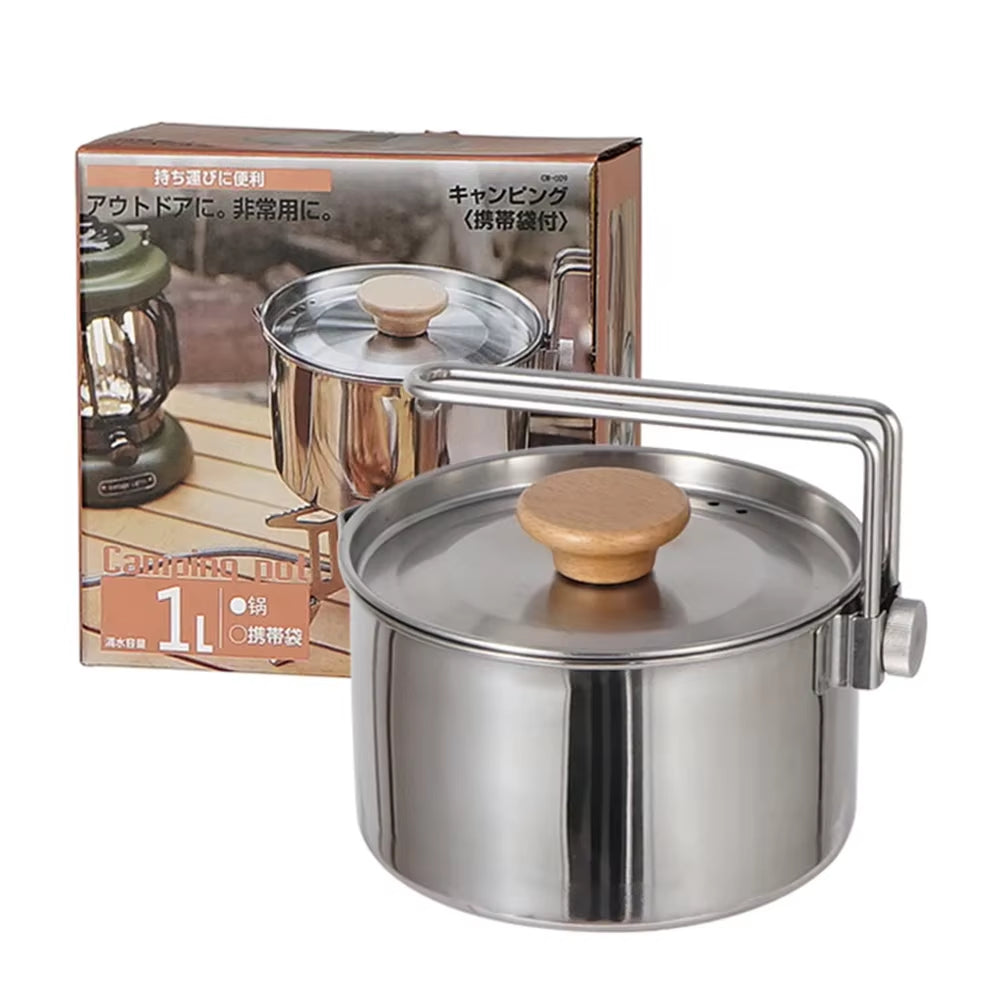 Ultimate Premium Camping Pot Set - Durable 304 Stainless Steel Cookware with Portable Carry Bag for Hiking, Picnics, and Outdoor Adventures