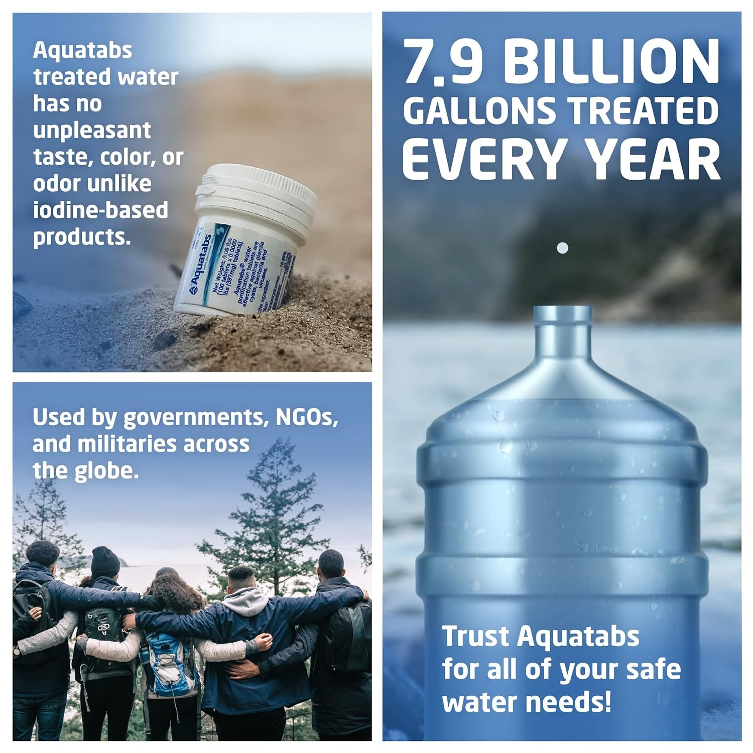 Aquatabs Water Purification Tablets - 100 Pack of 397mg for Ultimate Hydration Anywhere - Perfect for Camping, Boating, and Emergency Preparedness