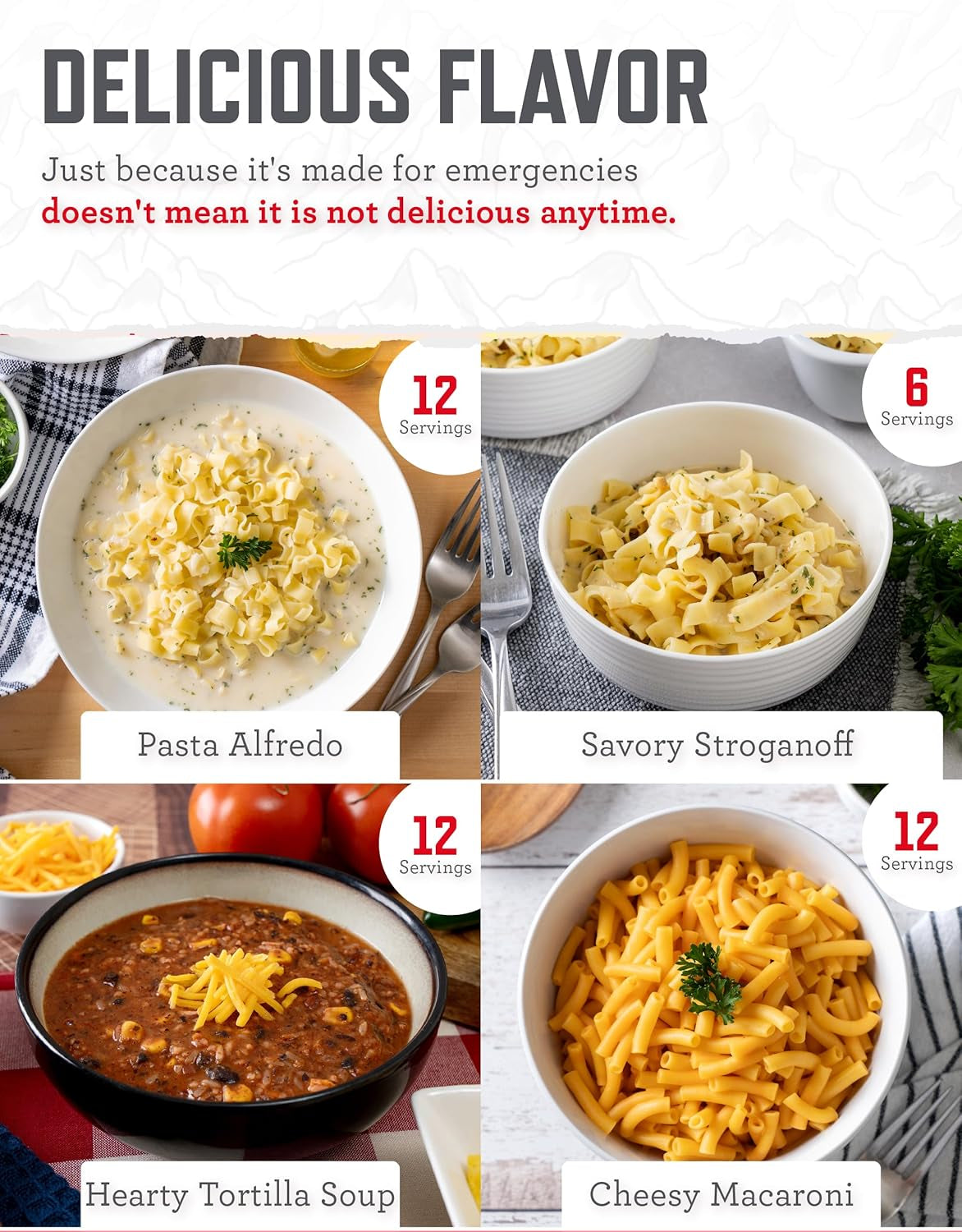 84 Servings of Long-Lasting Breakfast & Entrée Meals - Perfect Emergency Food Supply Bucket for Camping, Backpacking, and Prepping with a 25-Year Shelf Life