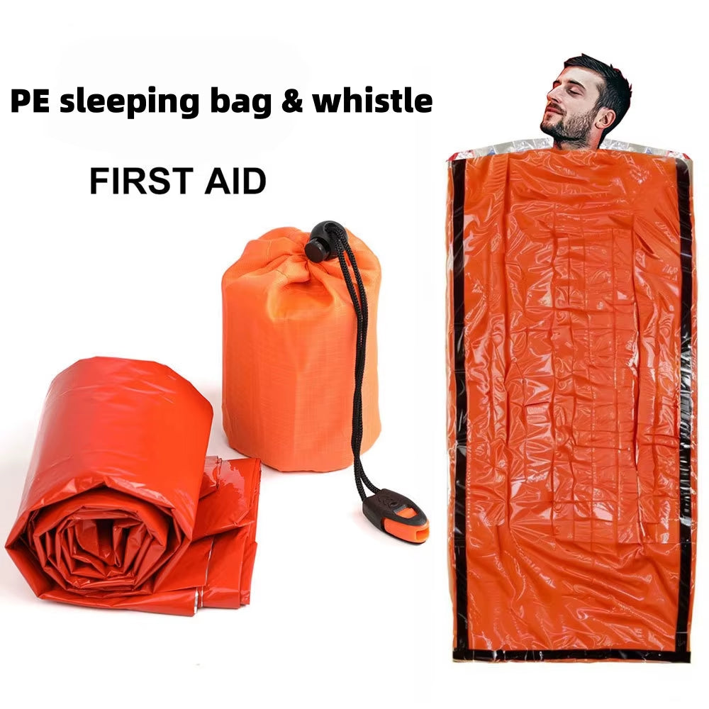 Stay Warm and Safe with Our Ultimate Portable Emergency Sleeping Bag - Waterproof Mylar Thermal Blanket for Your Camping and Hiking Adventures