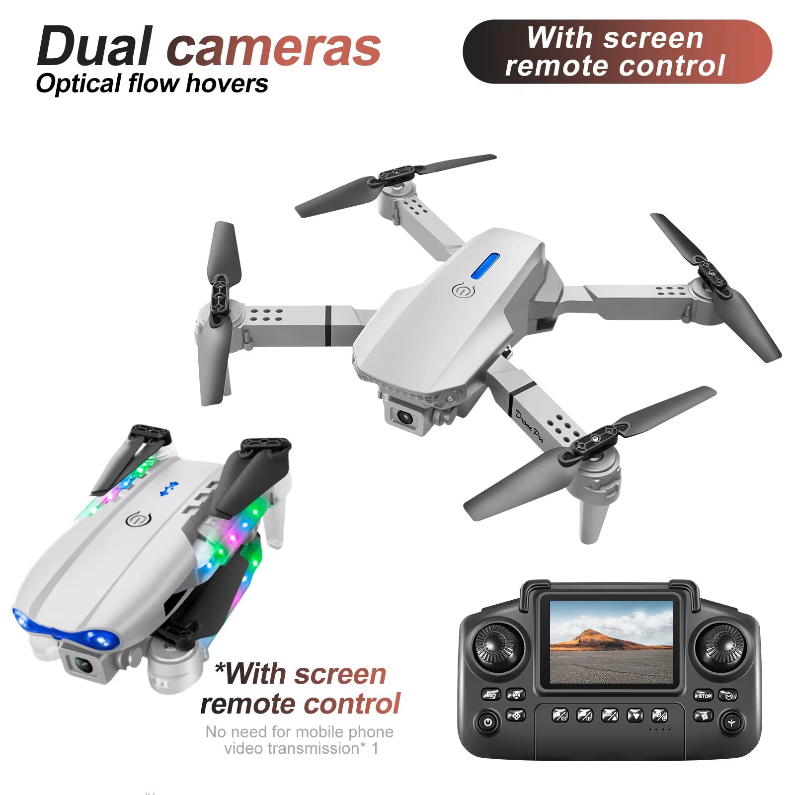 Experience Stunning Aerial Views with the White Gray E88E99 Mini Drone - Dual Camera, 8K HD Video, and Intelligent Control
