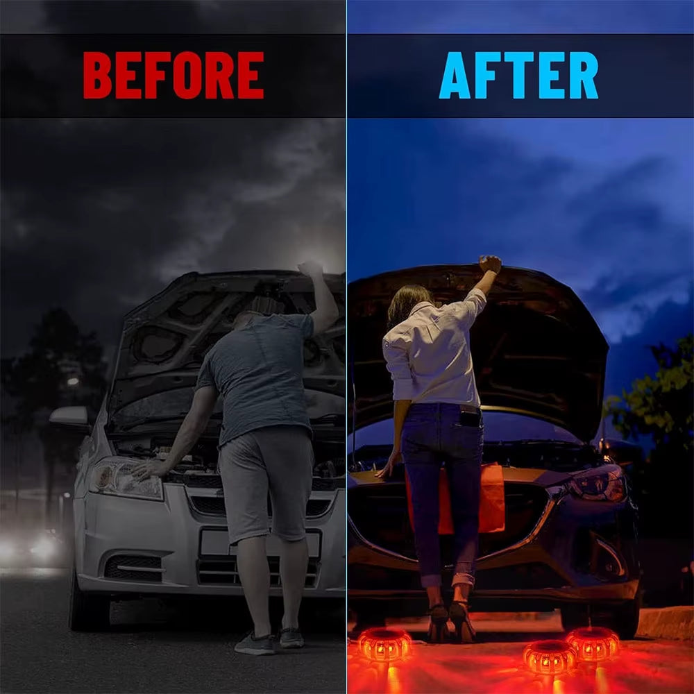 Illuminate Your Safety: LED Emergency Lights Flare with 9 Flashing Modes - USB Rechargeable Red Strobe Dash Light for Trucks and Vehicles