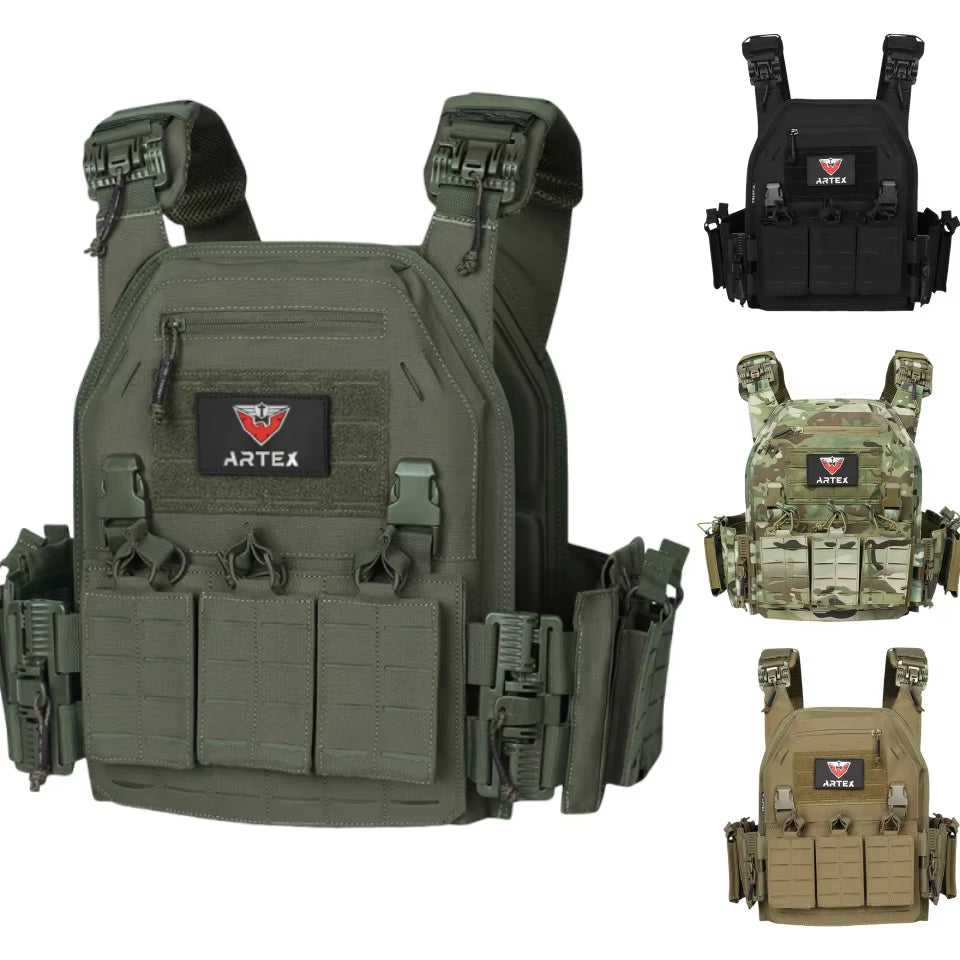 Rugged Ranger Green Tactical Plate Carrier Vest - Quick Release, Molle System & Laser-Cut Durability for Ultimate Performance