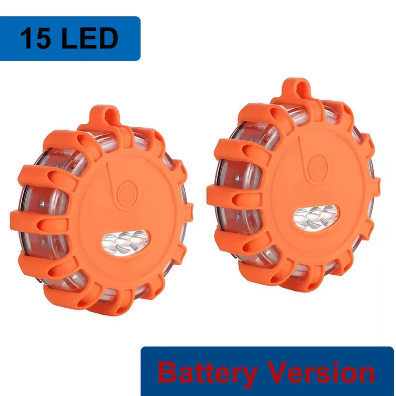 15LED Emergency Roadside Safety Flares Light Road Magnetic Strobe Warning Light Flashlights Rescue Light Orange Car Beacon Lamps