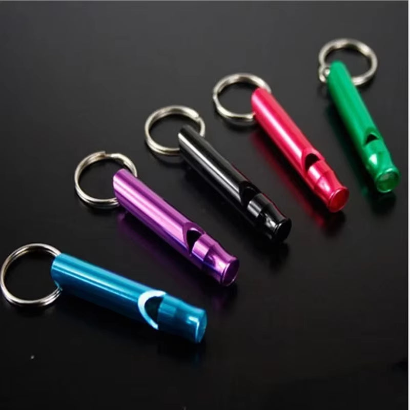 4-Piece Aluminum Alloy Whistle Keychain Set - Essential for Outdoor Survival and Sports Safety