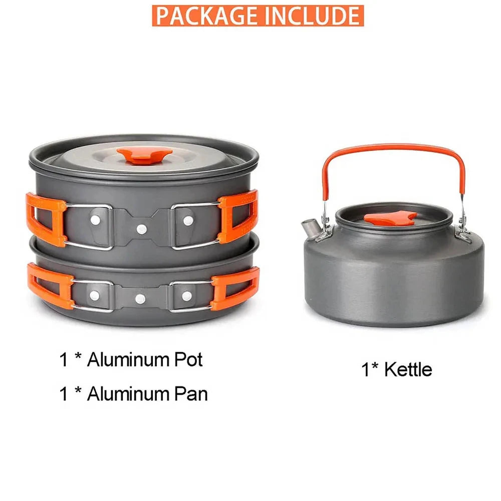 Elevate Your Outdoor Cooking Experience with the Ultimate Camping Cookware Set - Complete BBQ and Tableware for 2-3 Adventurers