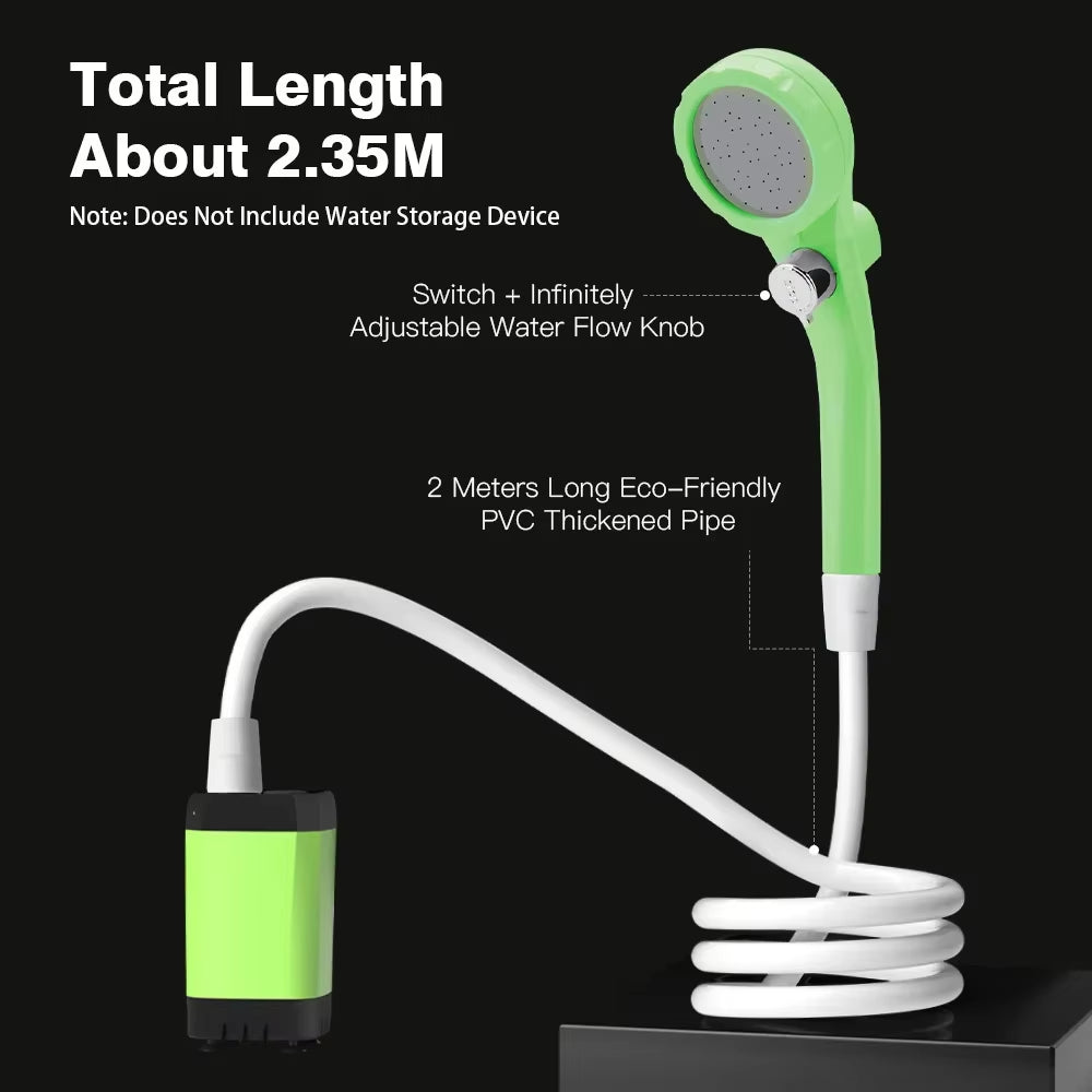 Revolutionary Portable Camping Shower Pump with Smart Digital Display - 6000mAh Adjustable Outdoor Shower Solution