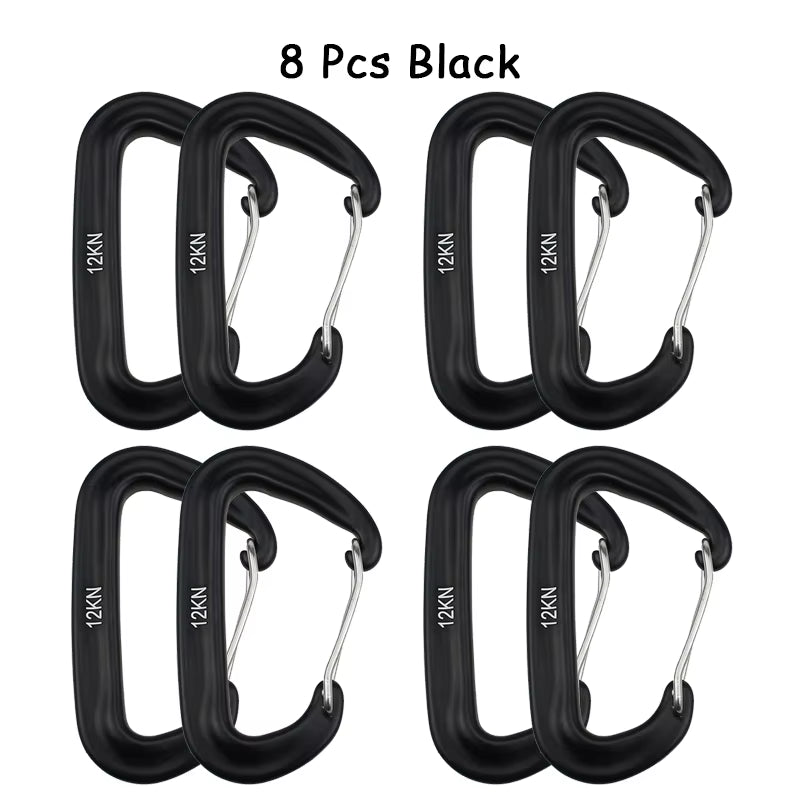 Elevate Your Outdoor Adventures with the 8-Pack Heavy-Duty D-Shaped Carabiners - 12KN Climbing Hooks for Ultimate Safety and Convenience