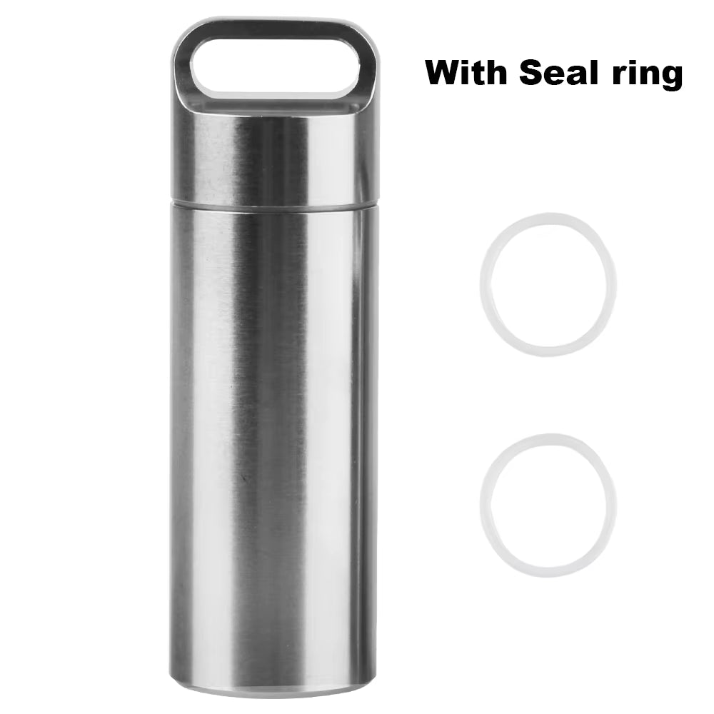 Ultimate Waterproof Stainless Steel Pill Storage Box with Keychain - Perfect for Camping and First Aid!