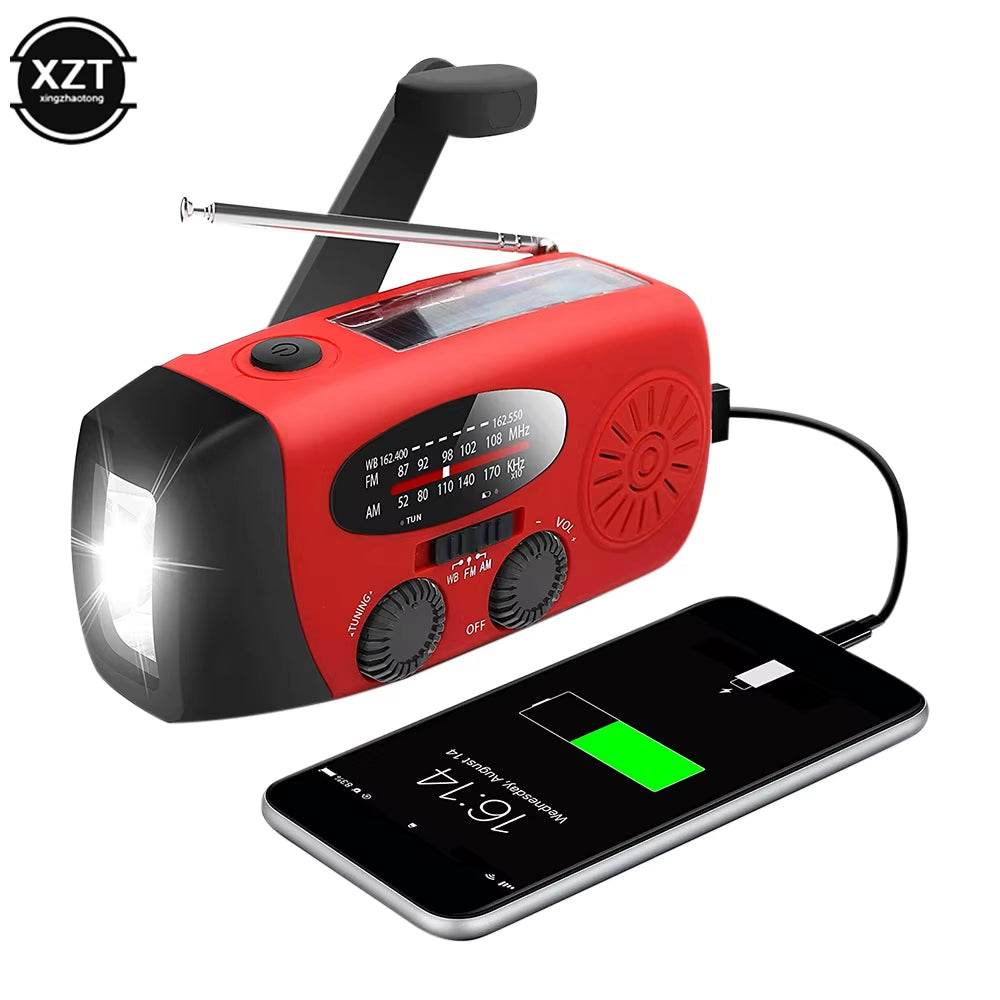 Ultimate Portable AM/FM/WB Radio with Solar Hand Crank and LED Lighting – Your Essential Outdoor Emergency Companion!