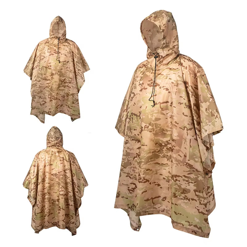 Tactical Rain Poncho - Military-Grade Waterproof Gear for Outdoor Adventures, Birdwatching, and Hunting
