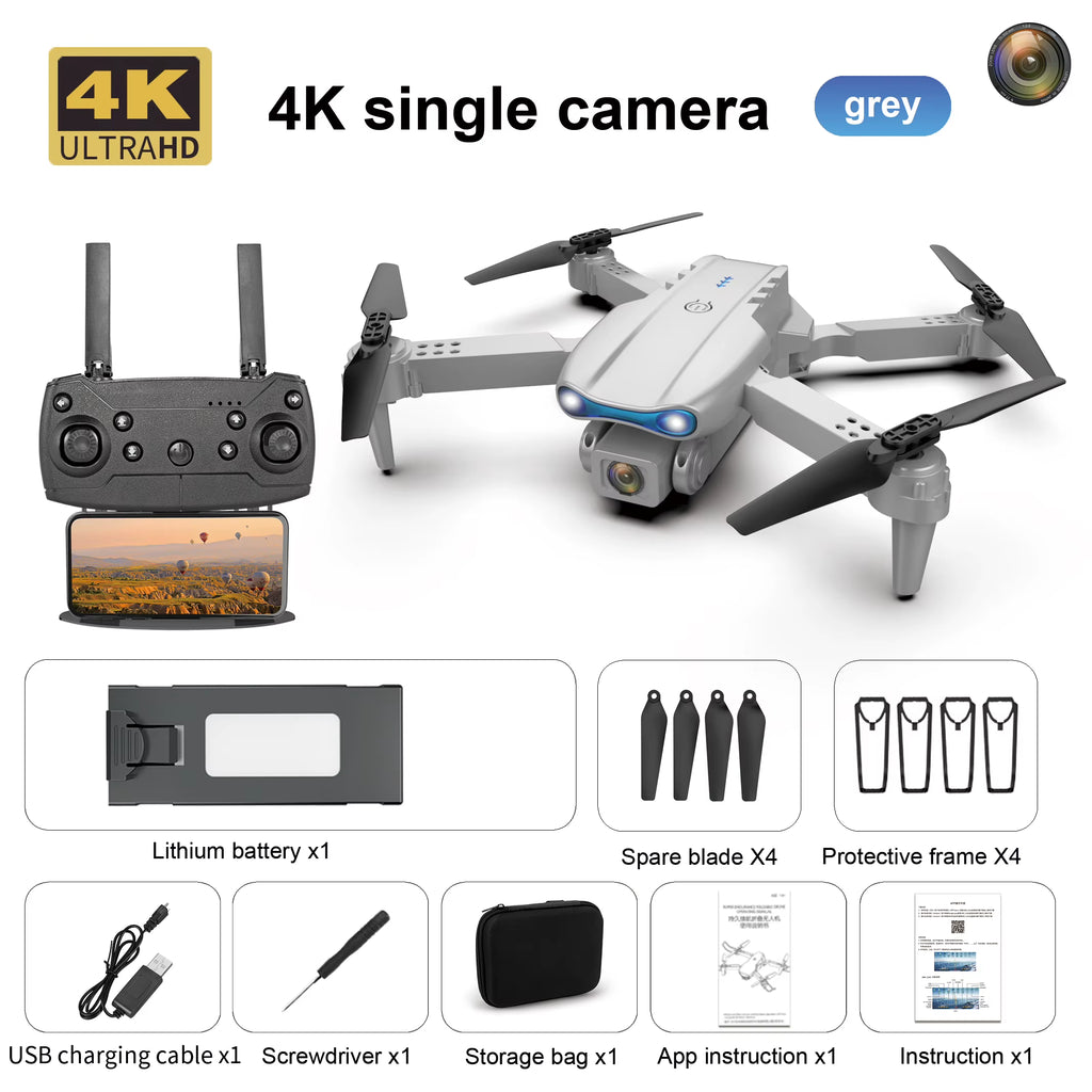 Experience Stunning Aerial Views with the White Gray E88E99 Mini Drone - Dual Camera, 8K HD Video, and Intelligent Control