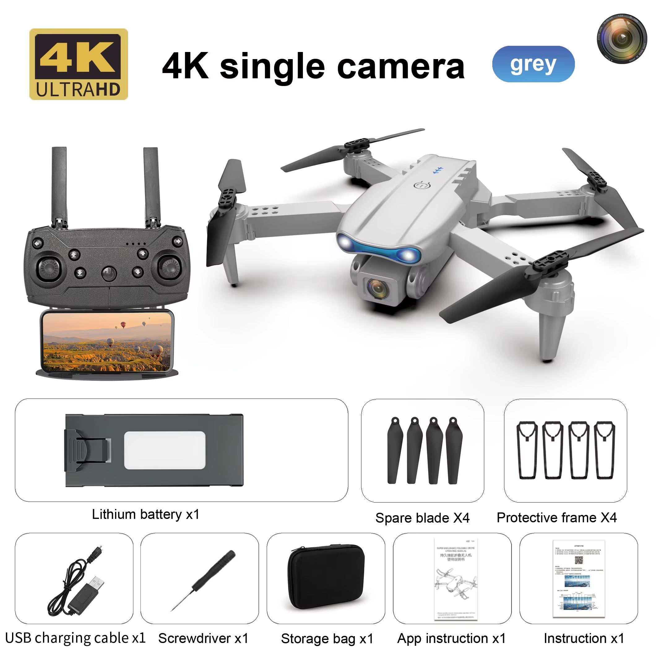 Experience Stunning Aerial Views with the White Gray E88E99 Mini Drone - Dual Camera, 8K HD Video, and Intelligent Control