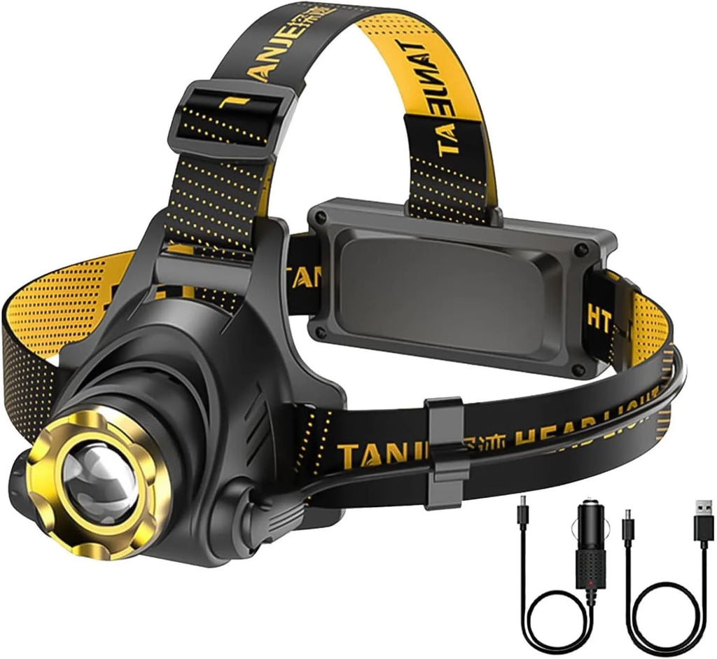 Powerful 9900 Lumen LED Rechargeable Headlamp - 3 Modes, 90° Adjustable, Ideal for Camping and Outdoor Adventures