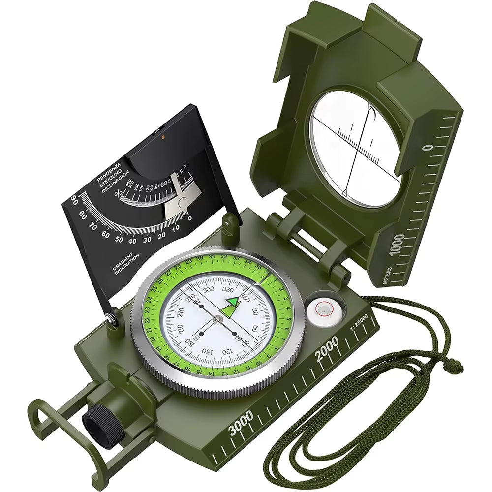 Explore the Great Outdoors with the High Precision Waterproof Military Compass - Your Ultimate Multifunctional Survival Tool!