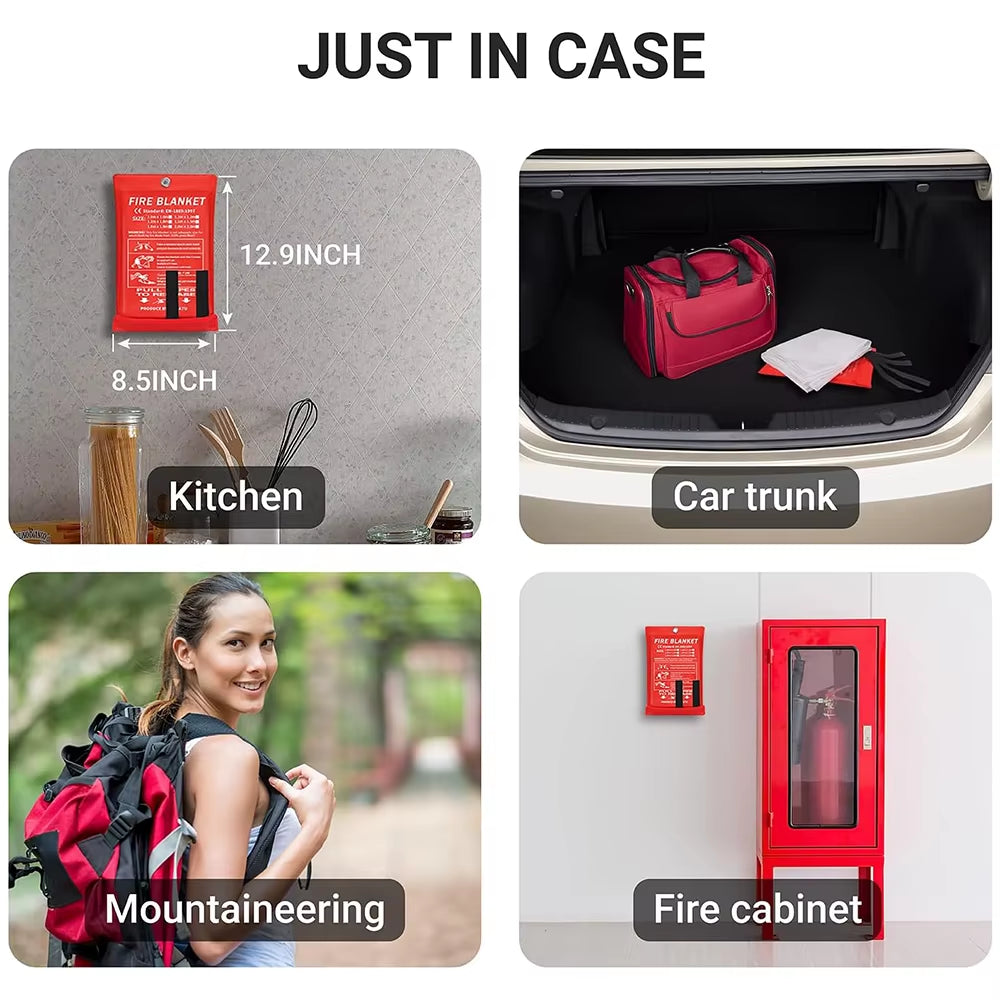 1/2Pc Fire Blanket Emergency Emergency Fire Retardant Blankets Fireproof Blanket Welding Blanket for Kitchen Fireplace Grill BBQ