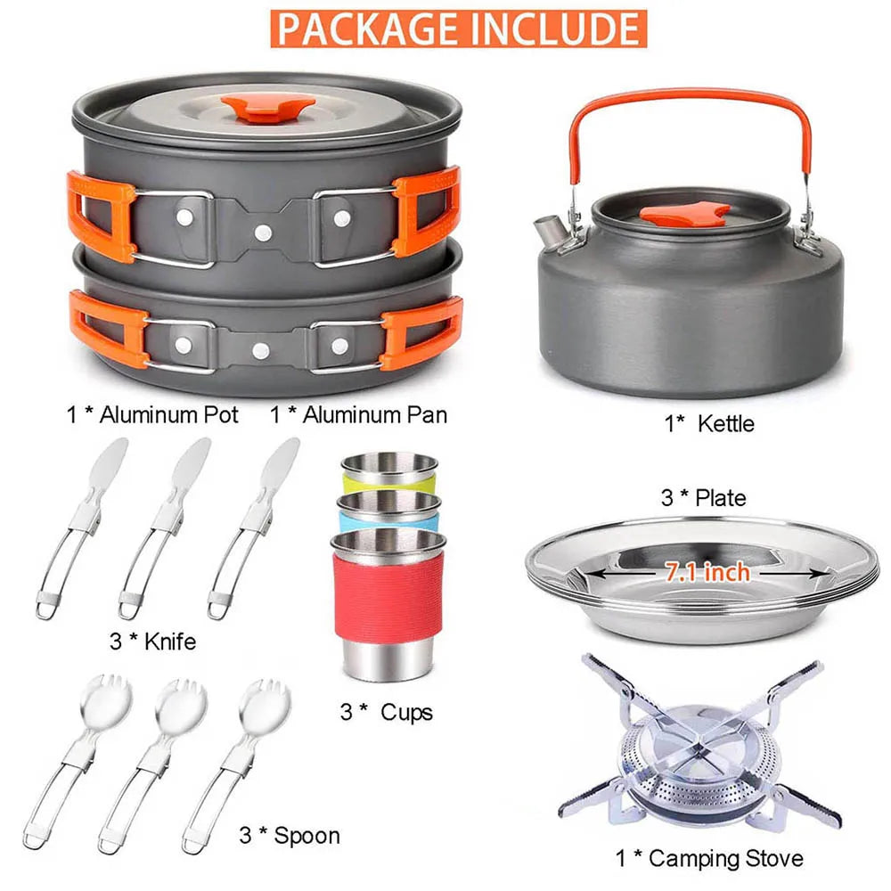 Elevate Your Outdoor Cooking Experience with the Ultimate Camping Cookware Set - Complete BBQ and Tableware for 2-3 Adventurers