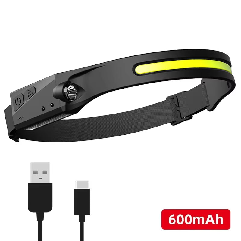 Powerful COB LED Induction Headlamp - USB Rechargeable Flashlight with 5 Versatile Lighting Modes for All Your Adventures