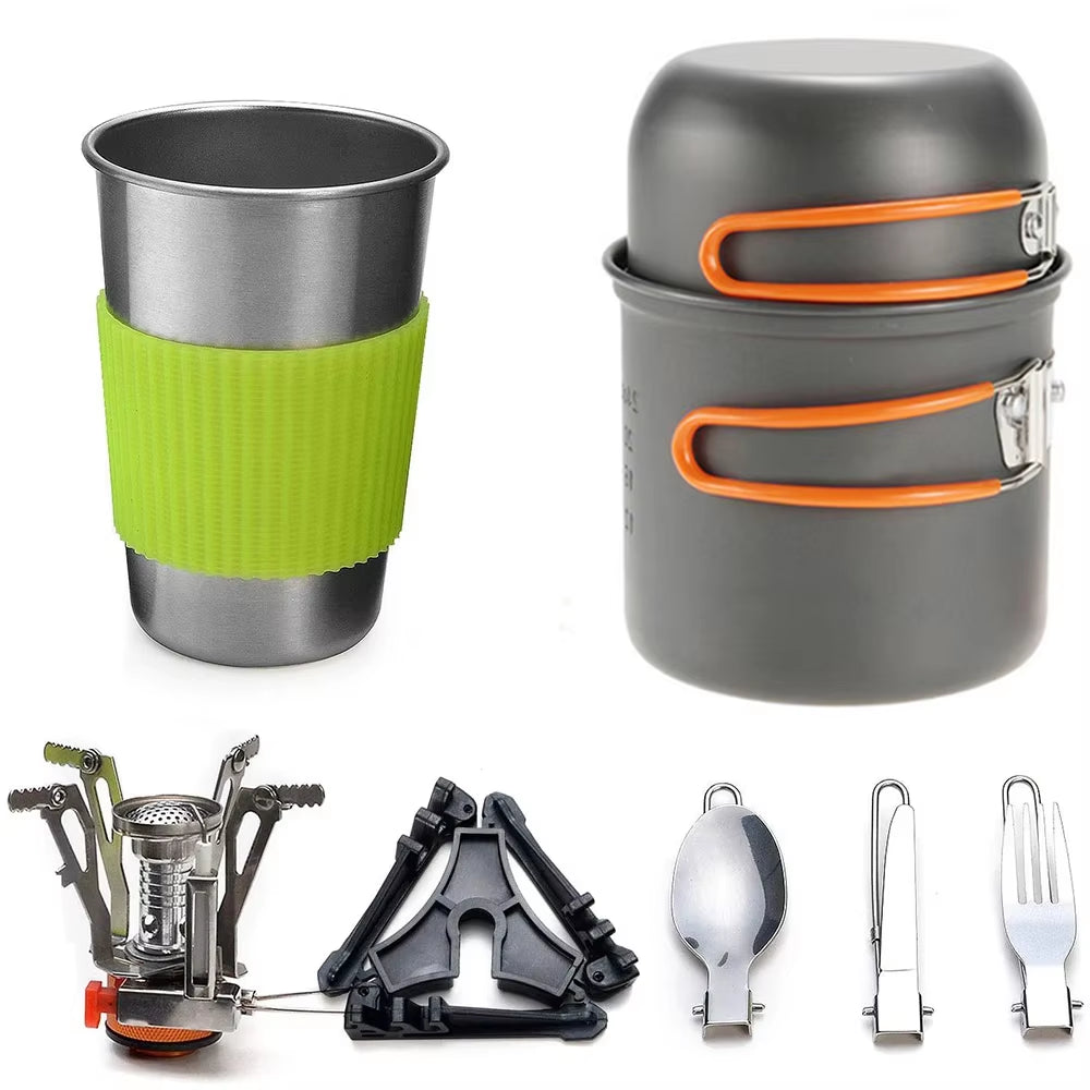 Ultimate Camping Cookware Kit: Portable Outdoor Cooking Set with Stove for Hiking, Picnics, and BBQ Adventures