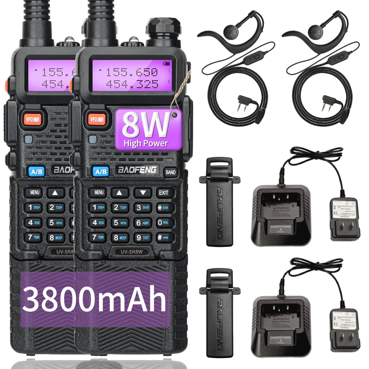 Power Up Your Communication with the UV-5R 8W Dual Band Walkie Talkie - Long Range, Portable & Packed with Features!