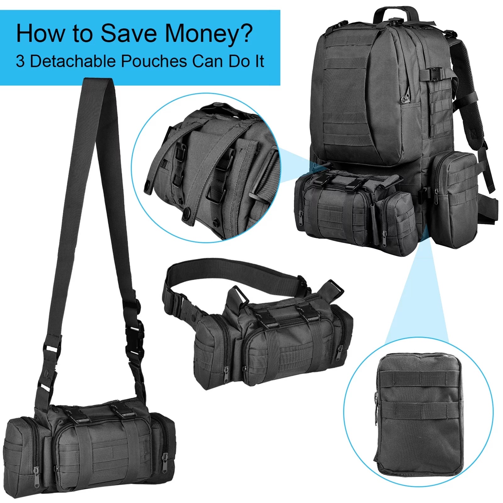 60L Versatile Camping and Hiking Backpack - Ultimate Outdoor Adventure Companion in Black