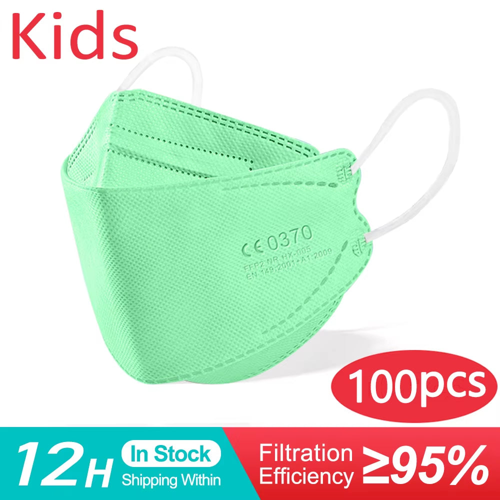 Protect Your Little Ones with Kids FFP2 KN95 Face Masks - Available in 10 to 200 PCS for Safe, Comfortable, and Reusable 4-Layer Protection