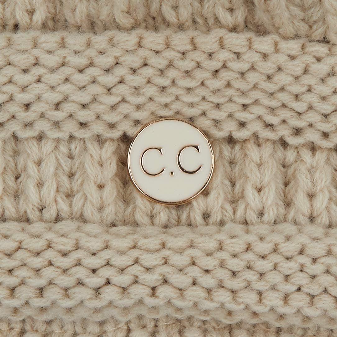 Stay Cozy and Stylish with Our Exclusives Cable Knit Beanie - Thick, Soft & Warm Chunky Ribbed Design Featuring an Epoxy Button for Face Mask (A Button Beige)